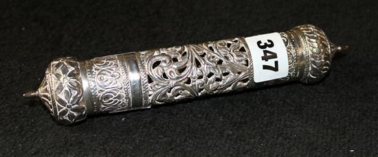 Indian silver scroll case